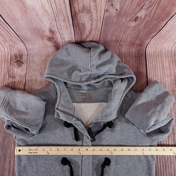 Soft Surroundings Womens Small Gray Hooded Toggle Coat Full Zip Cotton Fleece - Picture 14 of 16